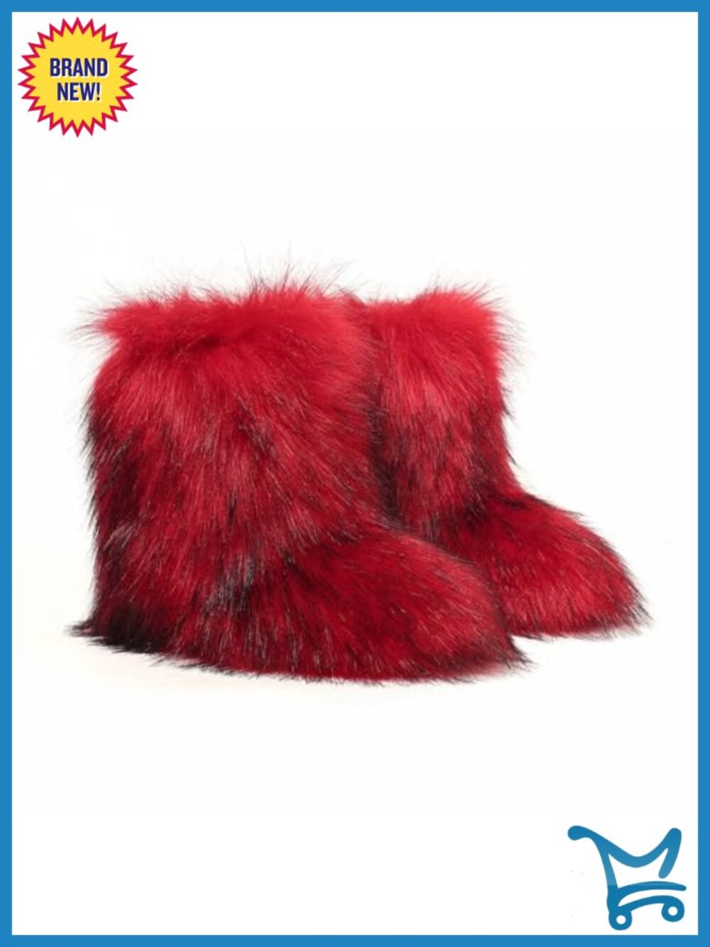 Faux Fur Mid-Calf Snow Boots Furry Winter Boots Water Resistant